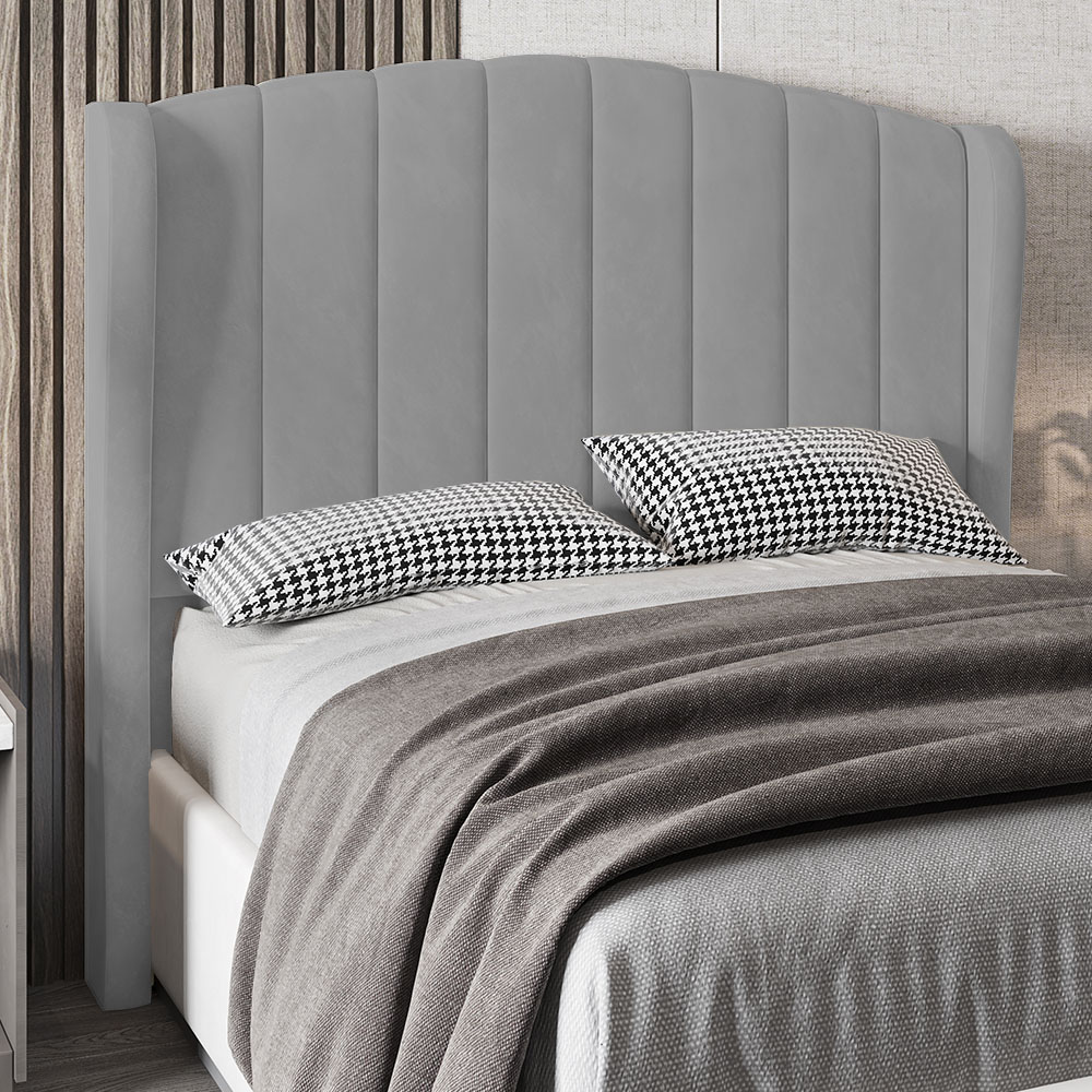 Cabeceira Casal Queen Cama Box 160cm Glenda Z04 Veludo Cinza - Mpozenato