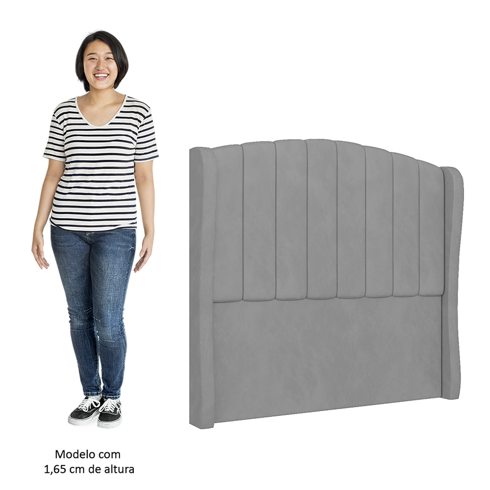 Cabeceira Casal Queen Cama Box 160cm Glenda Z04 Veludo Cinza - Mpozenato