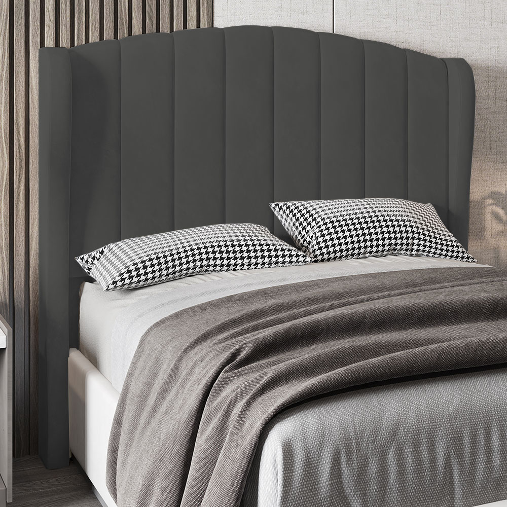 Cabeceira Casal Queen Cama Box 160cm Glenda Z04 Veludo Grafite - Mpozenato