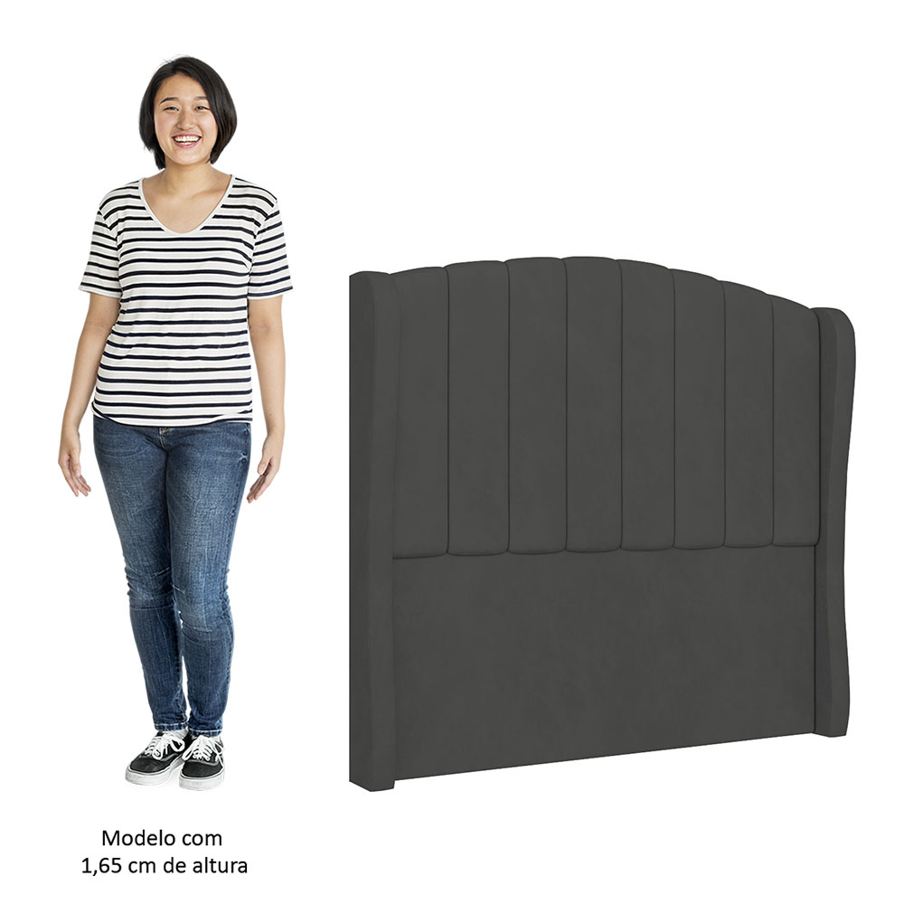 Cabeceira Casal Queen Cama Box 160cm Glenda Z04 Veludo Grafite - Mpozenato
