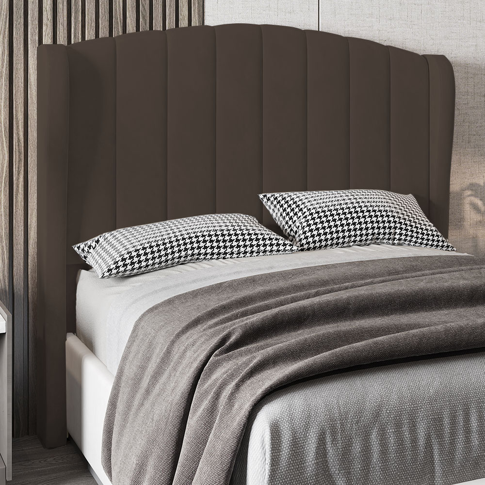 Cabeceira Casal Queen Cama Box 160cm Glenda Z04 Veludo Marrom - Mpozenato