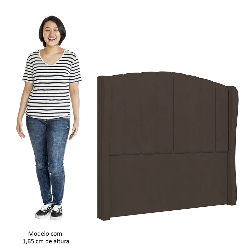 Cabeceira Casal Queen Cama Box 160cm Glenda Z04 Veludo Marrom - Mpozenato