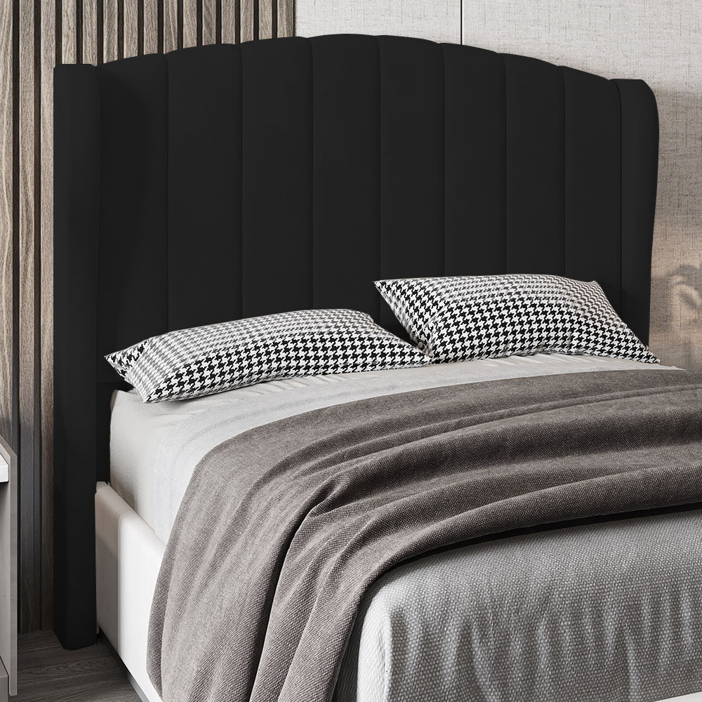 Cabeceira Casal Queen Cama Box 160cm Glenda Z04 Veludo Preto - Mpozenato