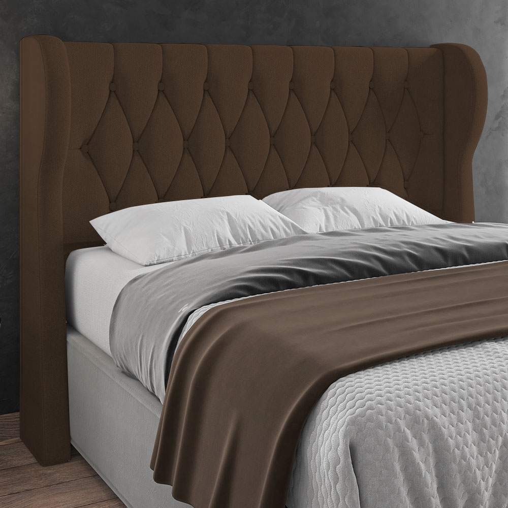 Cabeceira Casal Queen Cama Box 160cm Malva Z04 Boucle Marrom - Mpozenato