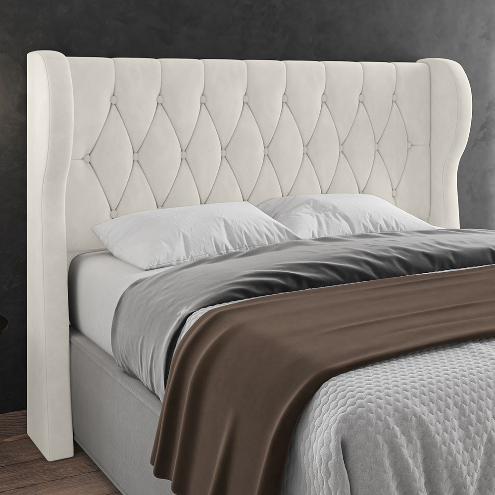 Cabeceira Casal Queen Cama Box 160cm Malva Z04 Veludo Bege - Mpozenato