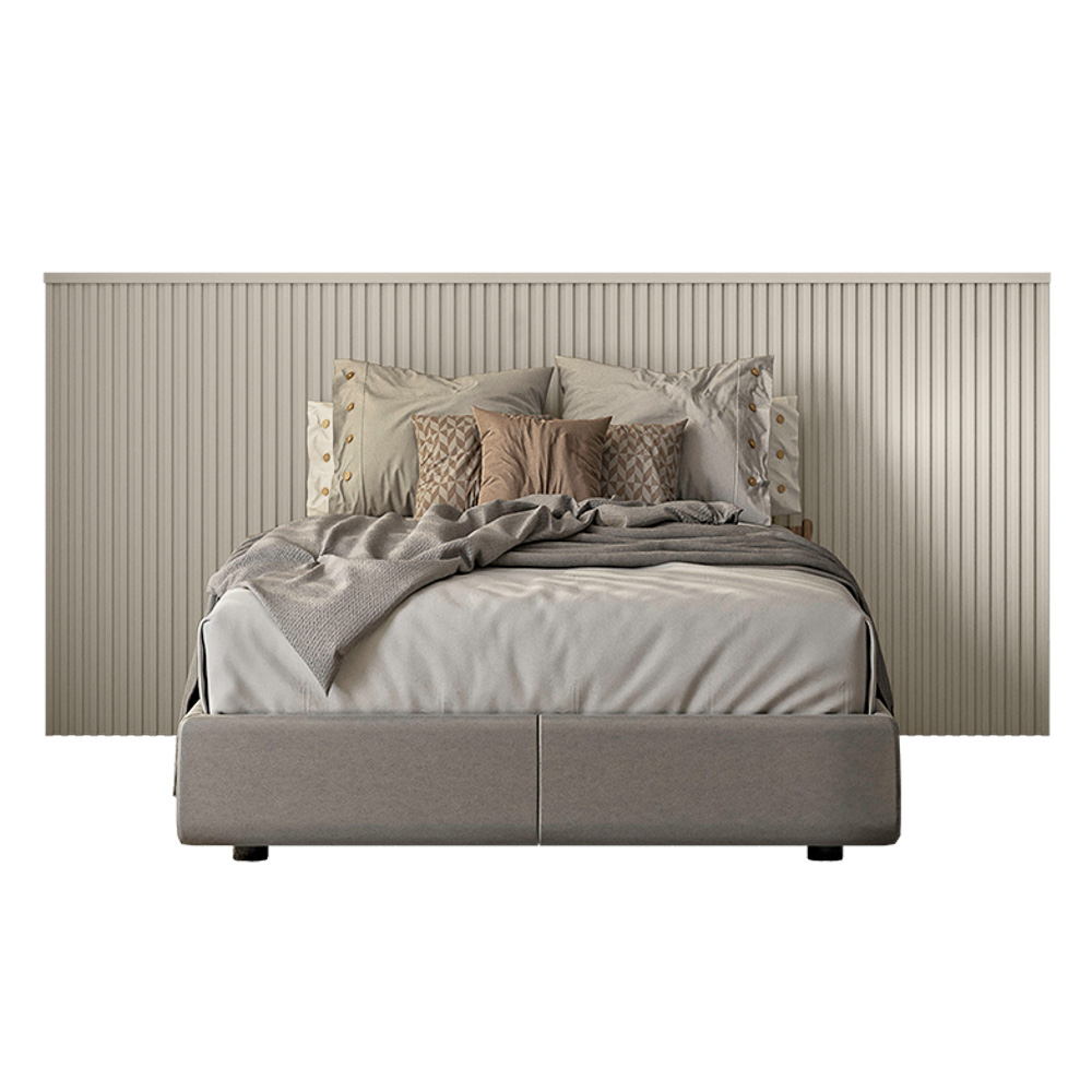 Cabeceira de Madeira para Cama Box Casal e Queen 241cm Palmeira L06 Off White - Mpozenato