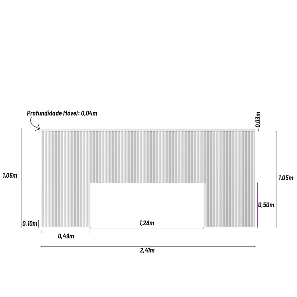 Cabeceira de Madeira para Cama Box Casal e Queen 241cm Palmeira L06 Off White - Mpozenato