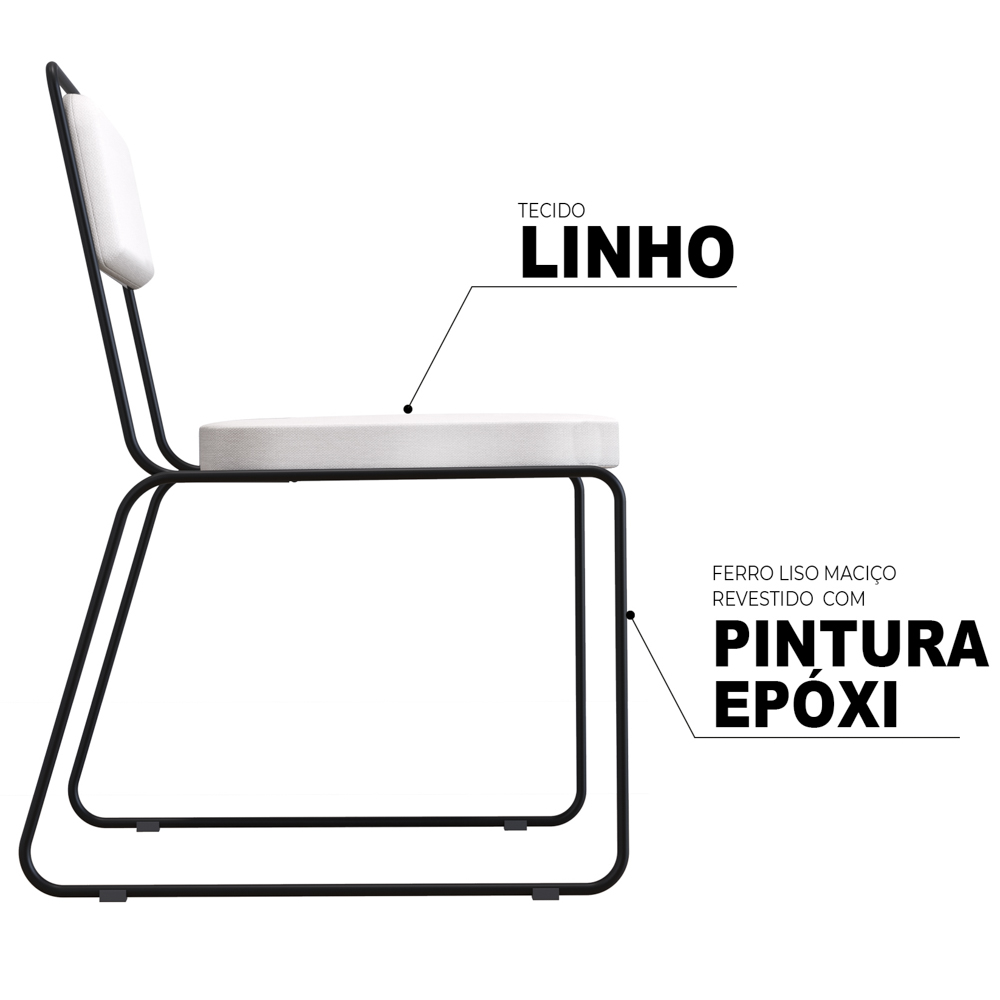 Cadeira Estofada Elis F02 Linho 760 Bege - Mpozenato