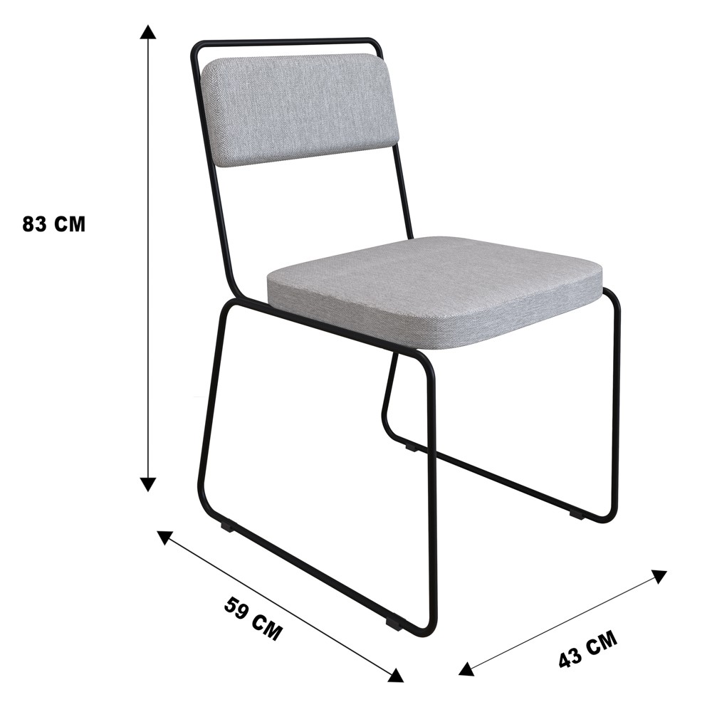 Cadeira Estofada Elis F02 Linho 762 Cinza - Mpozenato