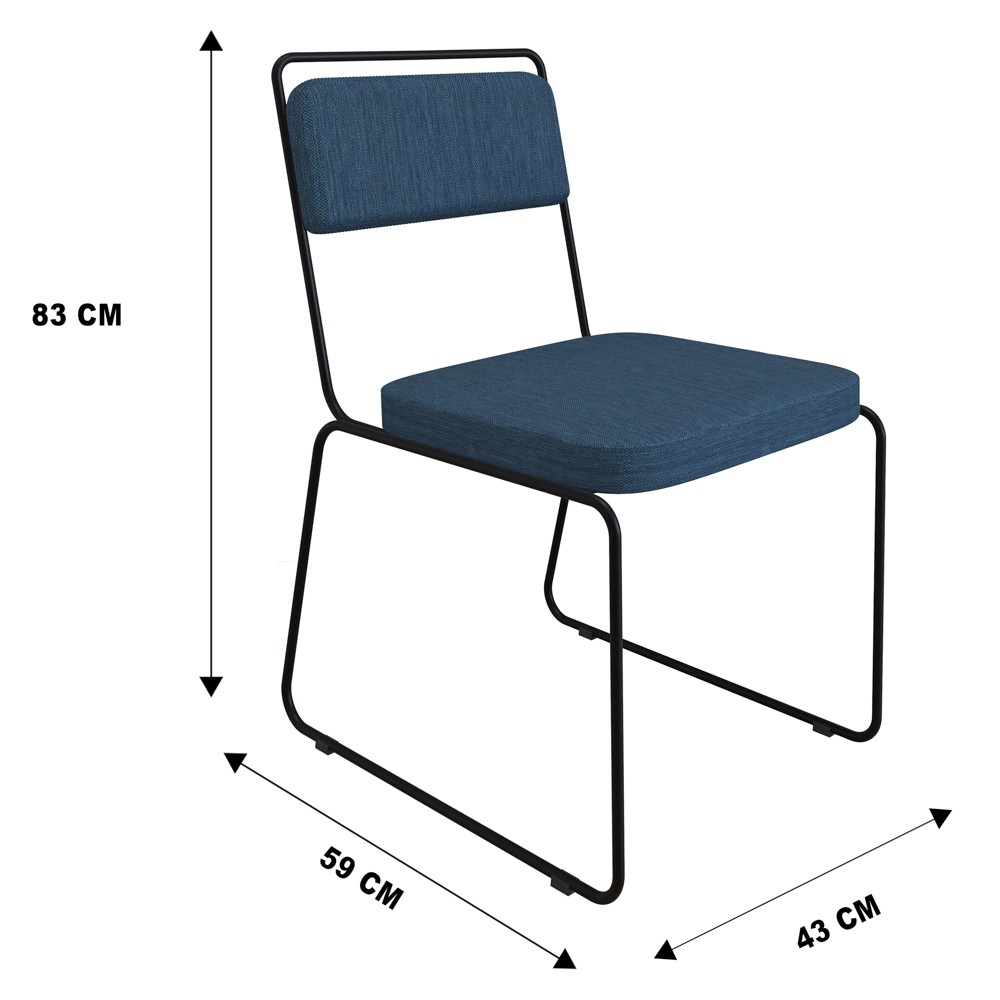 Cadeira Estofada Elis F02 Linho 765 Azul - Mpozenato