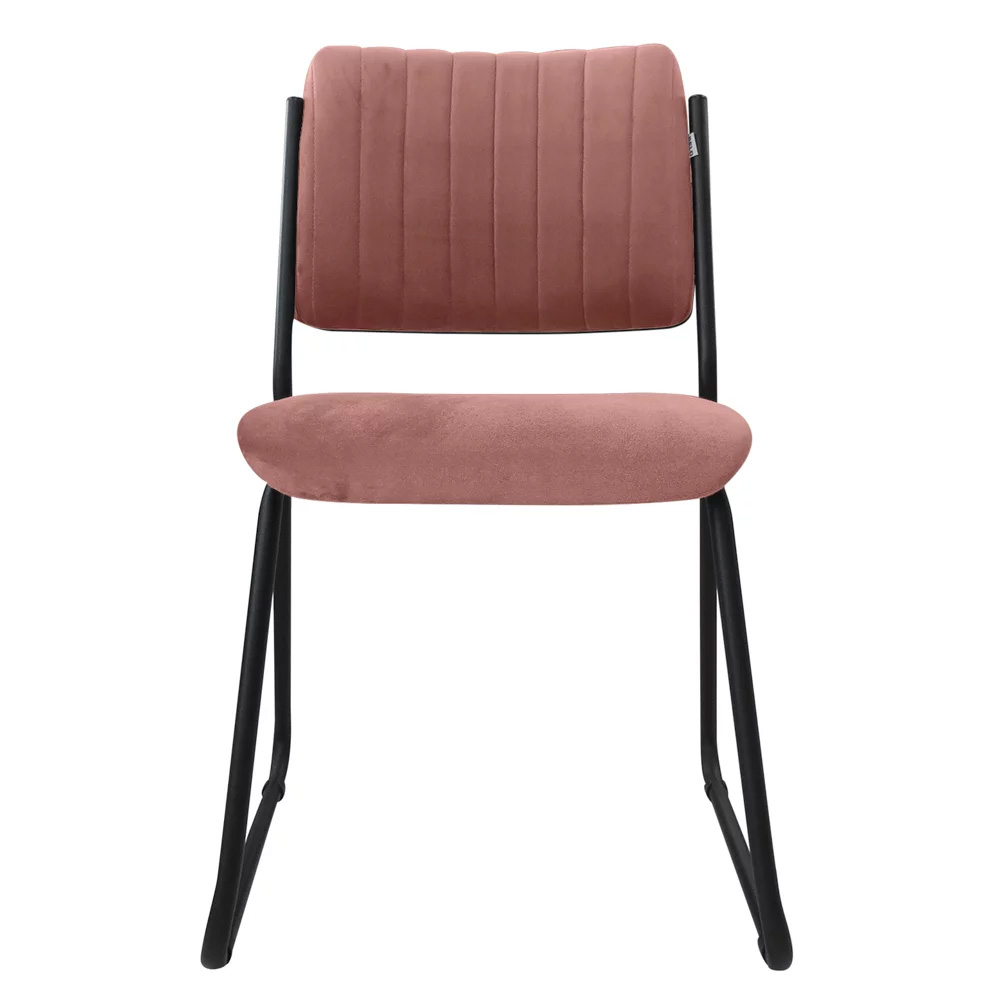 Cadeira Estofada Lunis Veludo 402 F02 Rosa - Mpozenato