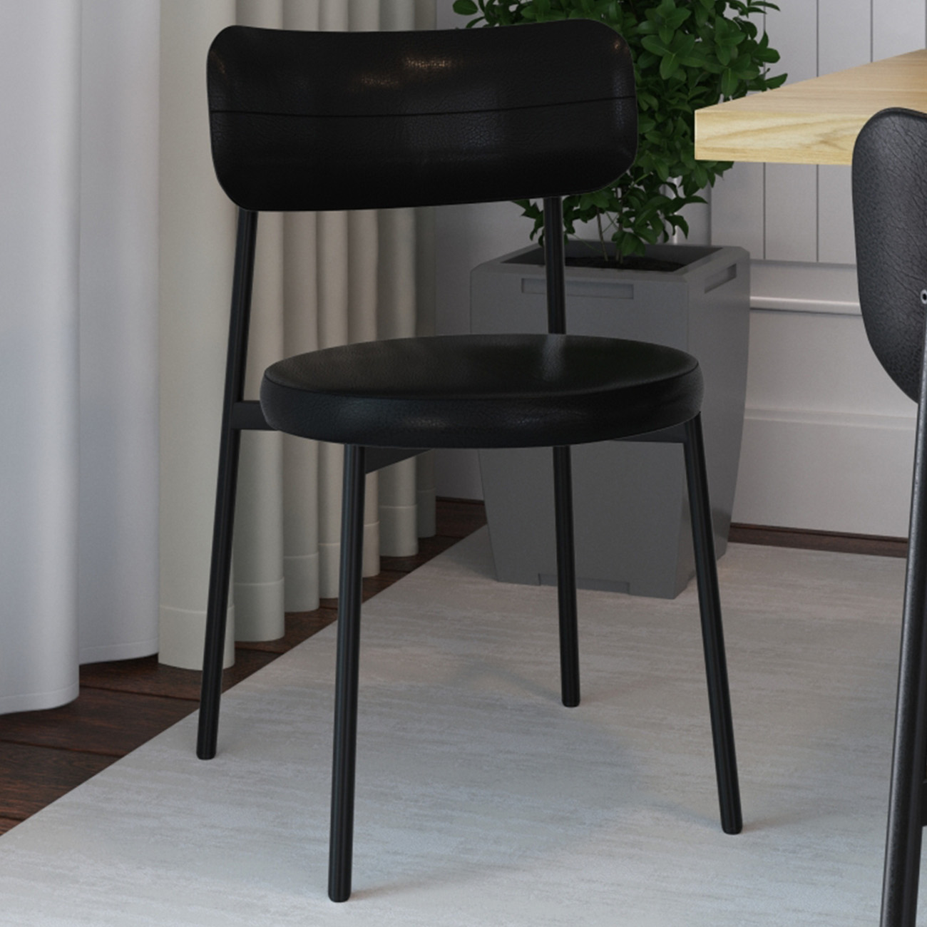 Cadeira de Jantar Estofada Kit 2 Nyka M25 Sintético Preto - Mpozenato