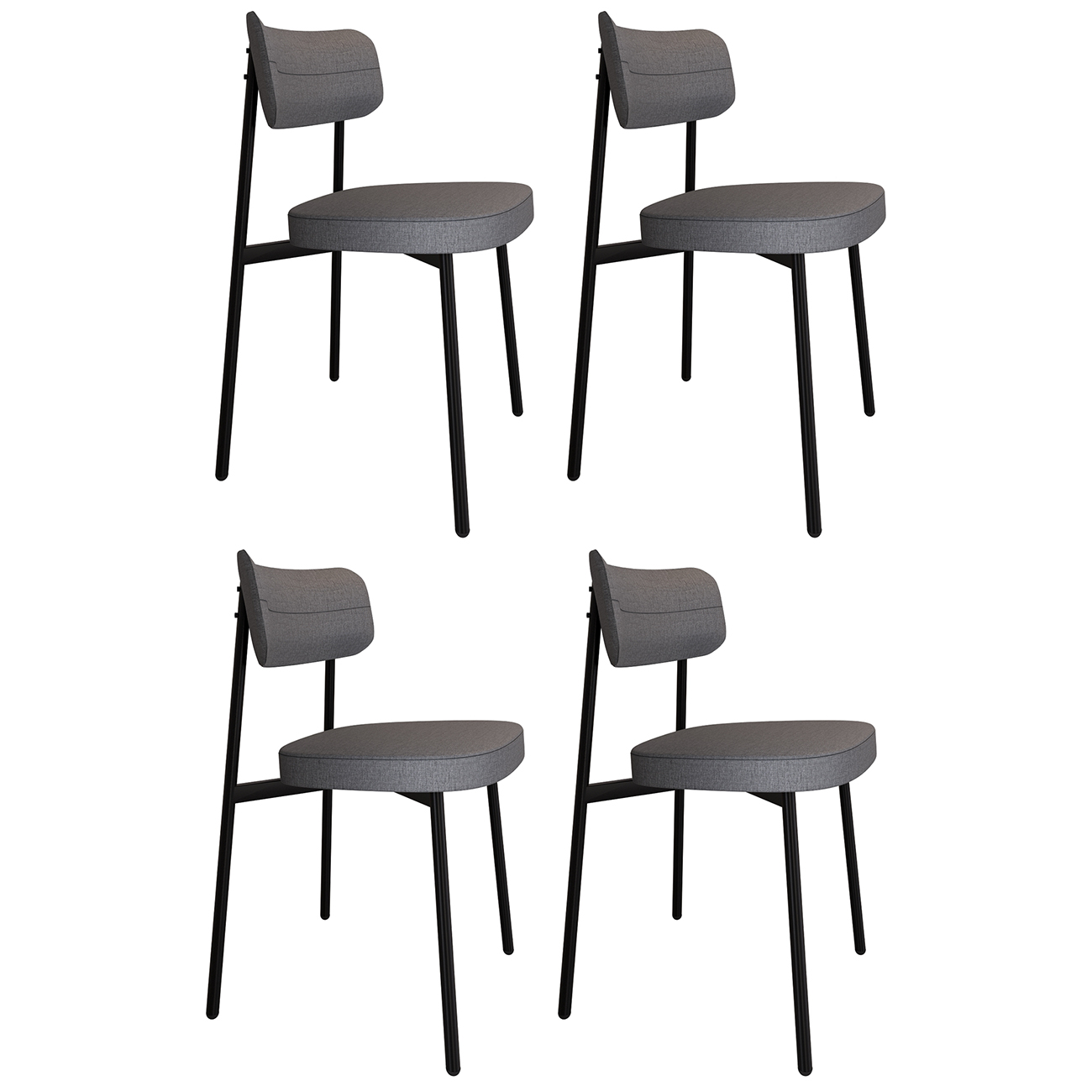 Cadeira de Jantar Estofada Kit 4 Ella M25 Linho Cinza - Mpozenato