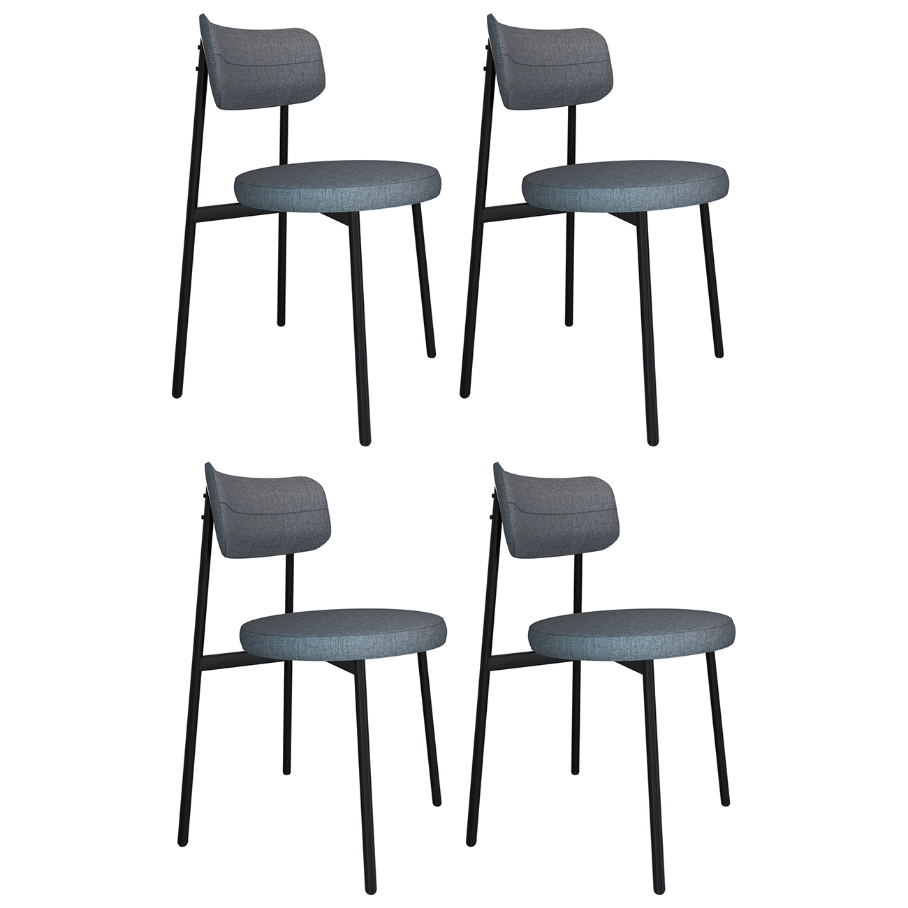 Cadeira de Jantar Estofada Kit 4 Nyka M25 Linho Cinza - Mpozenato