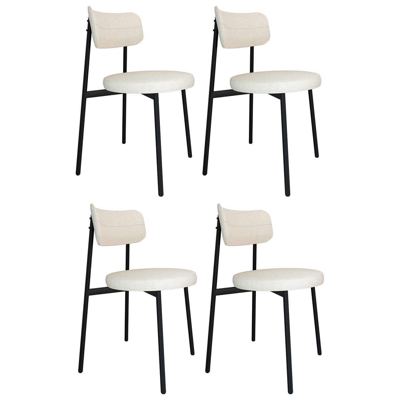 Cadeira de Jantar Estofada Kit 4 Nyka M25 Linho Palha - Mpozenato