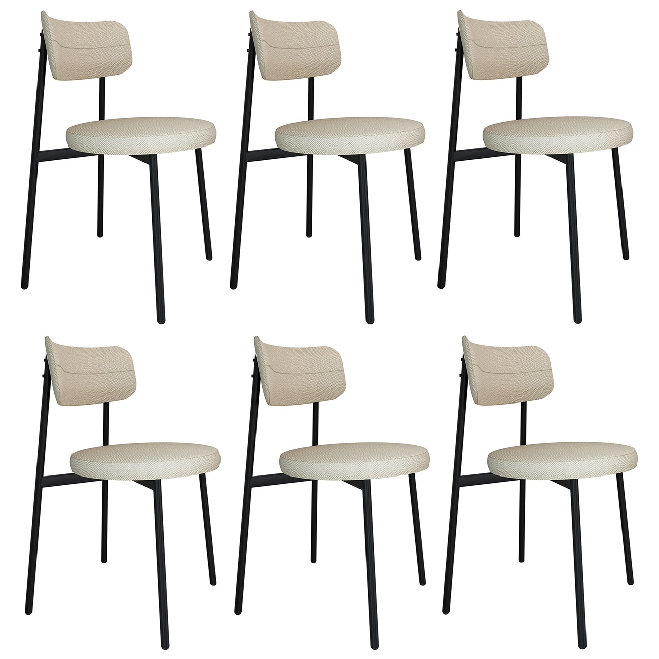 Cadeira de Jantar Estofada Kit 6 Nyka M25 Linho Areia - Mpozenato