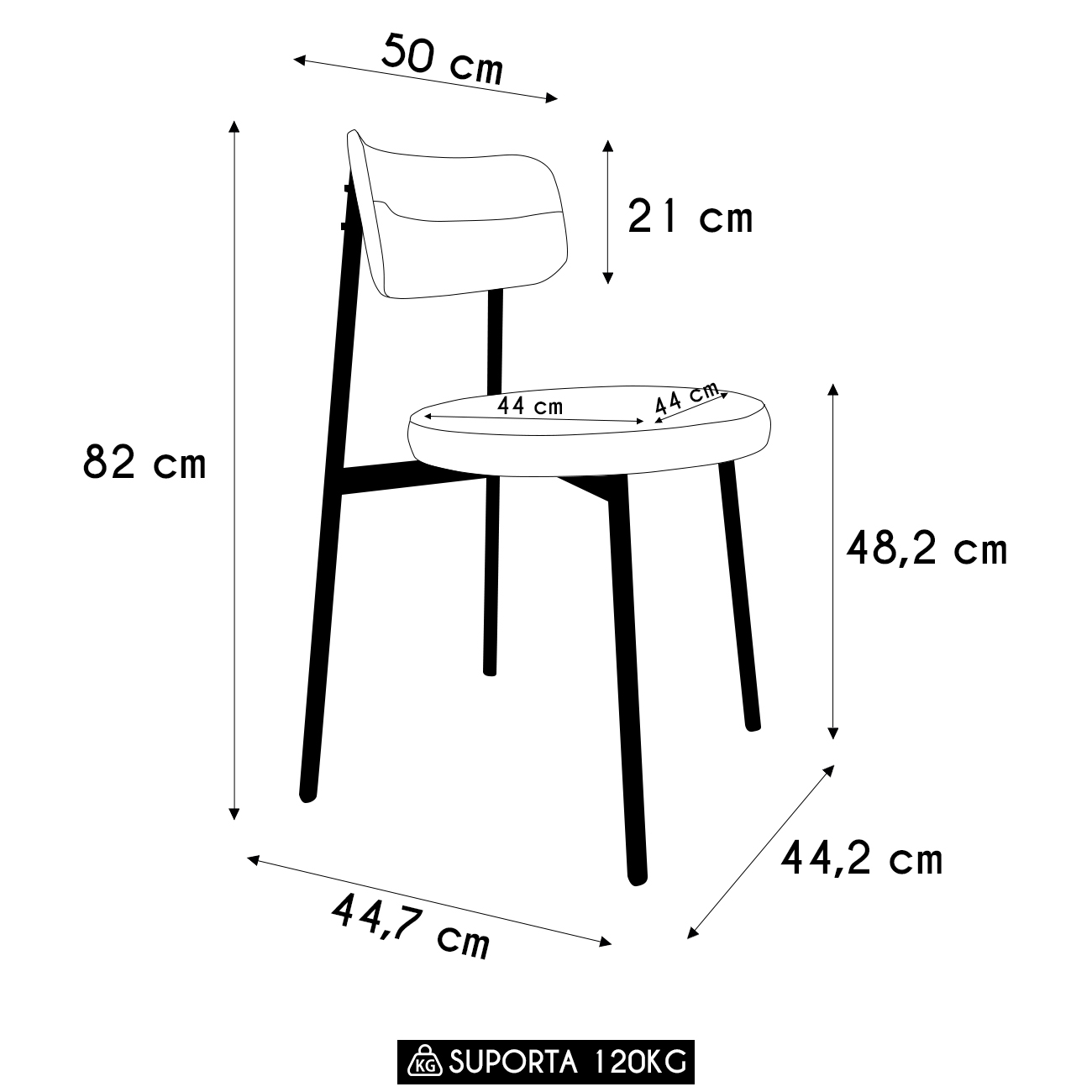 Cadeira de Jantar Estofada Kit 6 Nyka M25 Linho Palha - Mpozenato