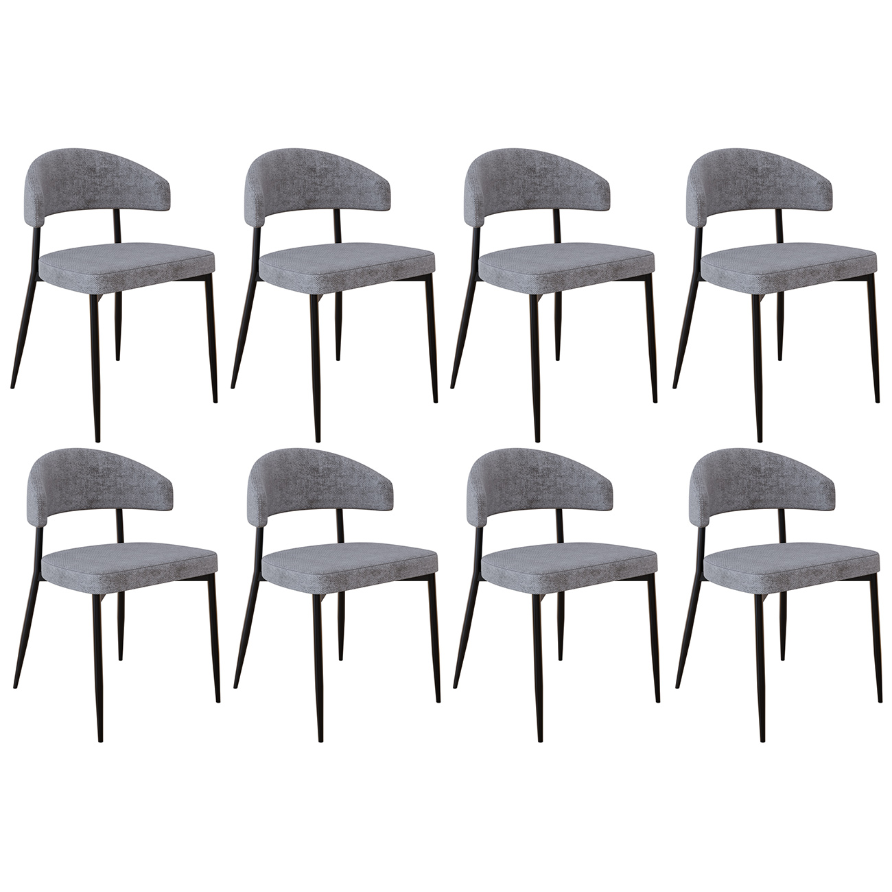 Cadeira de Jantar Estofada Kit 8 Chloe M25 Linho Lautrec Cinza - Mpozenato