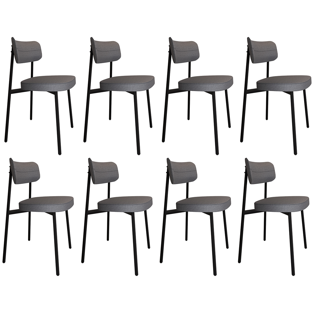 Cadeira de Jantar Estofada Kit 8 Ella M25 Linho Cinza - Mpozenato