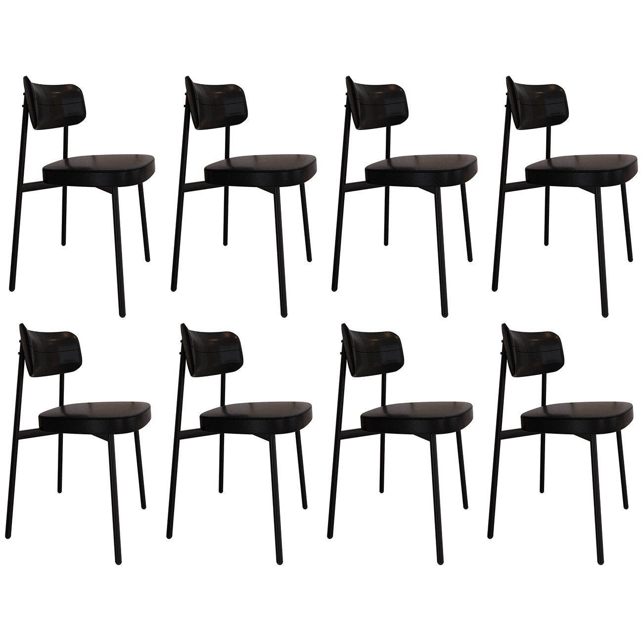 Cadeira de Jantar Estofada Kit 8 Ella M25 Sintético Preto - Mpozenato