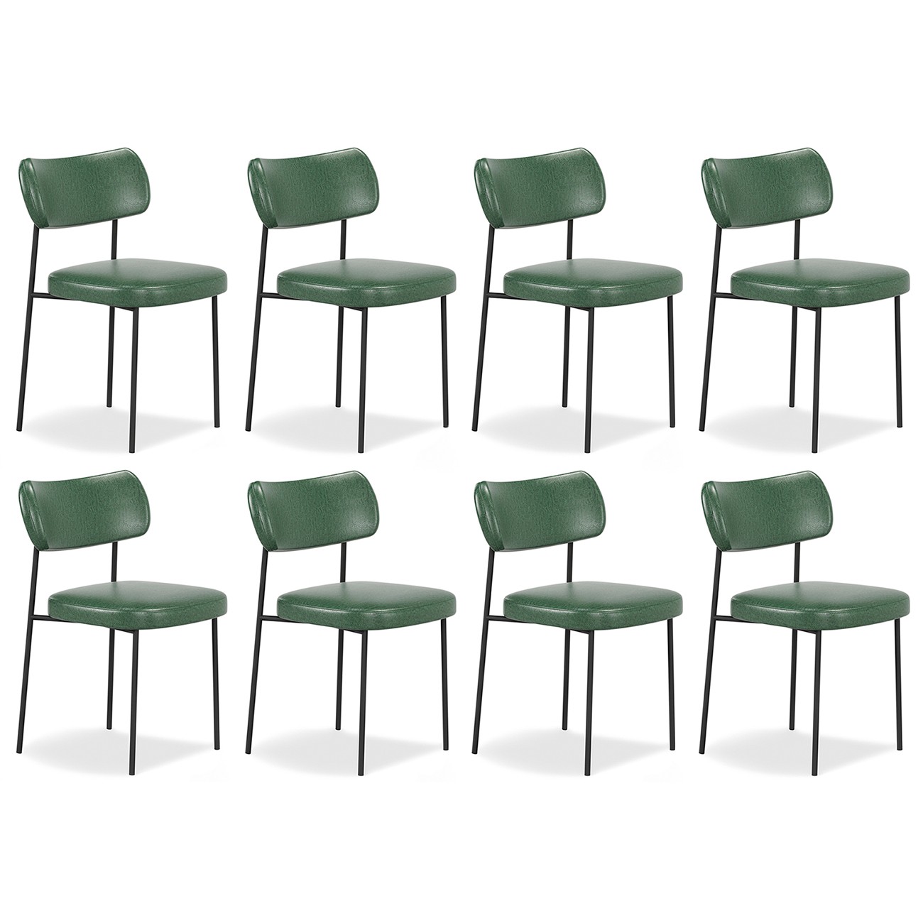 Cadeira de Jantar Estofada Kit 8 Milli A14 Sintético Verde Musgo - Mpozenato