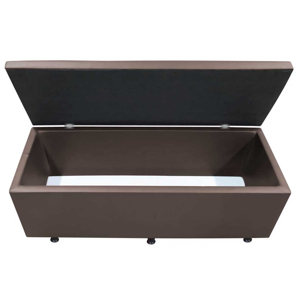 Calçadeira Baú Casal 140cm Estofada Liz S05 Sintético Marrom - Mpozenato