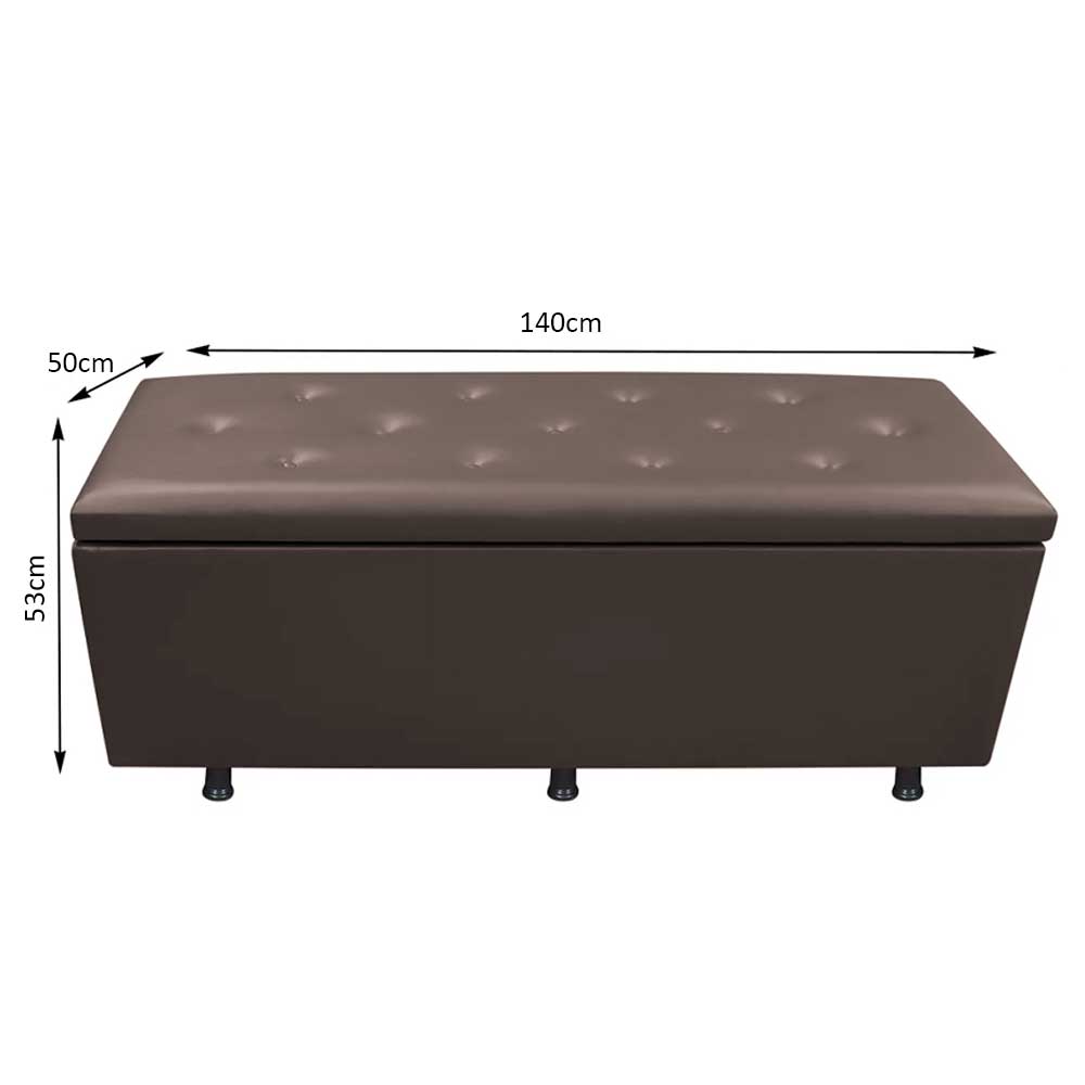 Calçadeira Baú Casal 140cm Estofada Liz S05 Sintético Marrom - Mpozenato
