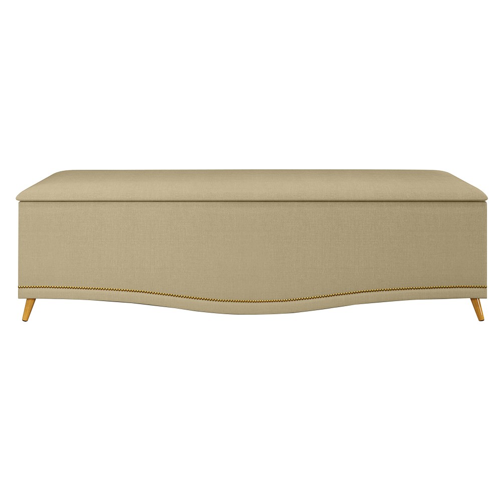 Calçadeira Baú Casal 140cm com Tachas Imperial J02 Linho Areia - Mpozenato