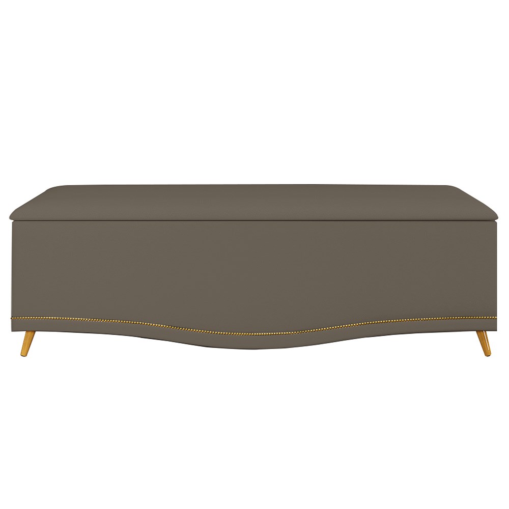Calçadeira Baú Casal 140cm com Tachas Imperial J02 Sintético Areia - Mpozenato