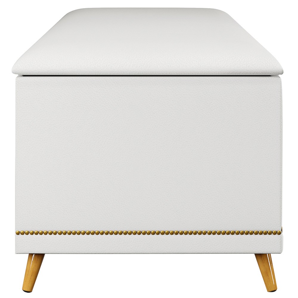 Calçadeira Baú Casal 140cm com Tachas Imperial J02 Sintético Branco - Mpozenato