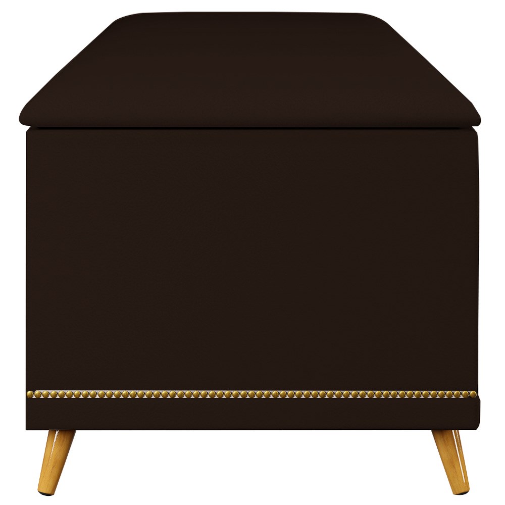 Calçadeira Baú Casal 140cm com Tachas Imperial J02 Sintético Marrom Escuro - Mpozenato