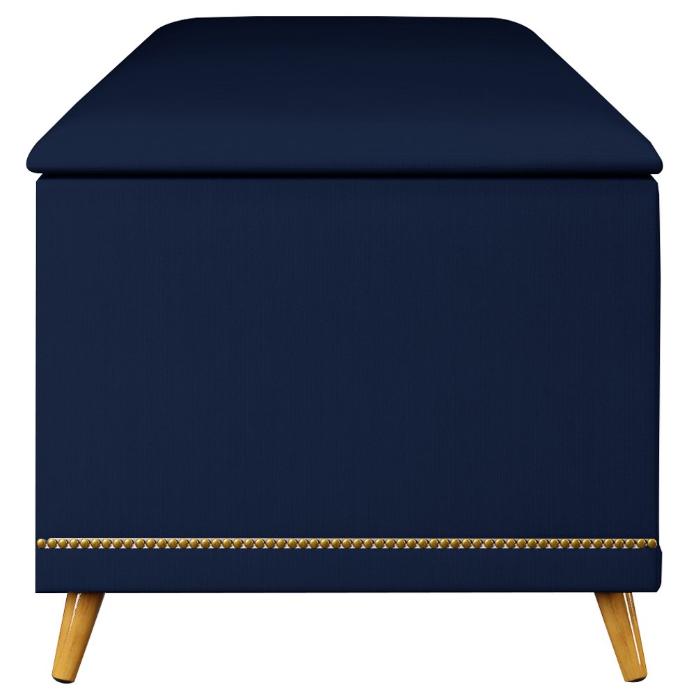 Calçadeira Baú Casal 140cm com Tachas Imperial J02 Veludo Azul - Mpozenato