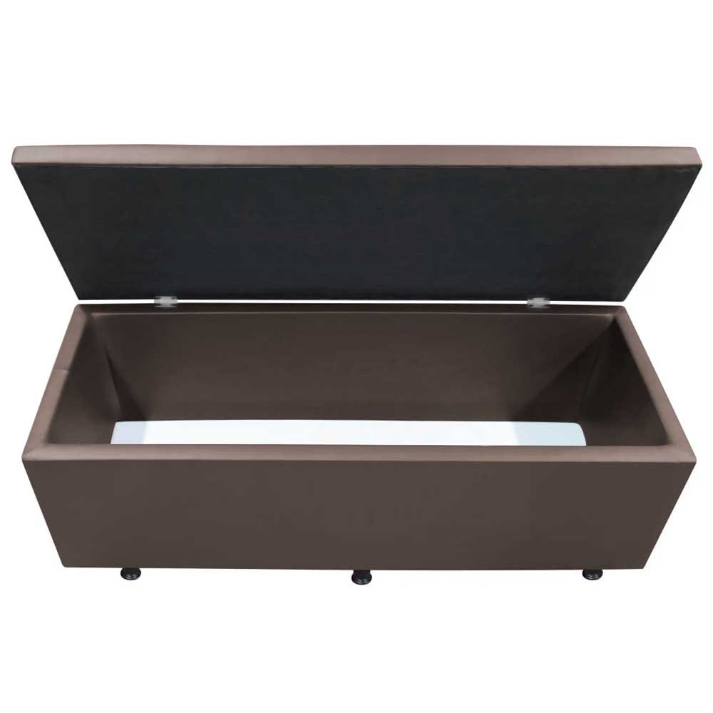 Calçadeira Baú Casal King 195cm Estofada Liz S05 Sintético Marrom - Mpozenato