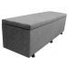 Calçadeira Baú Casal King 195cm Estofada Liz S05 Suede Bordado Cinza - Mpozenato