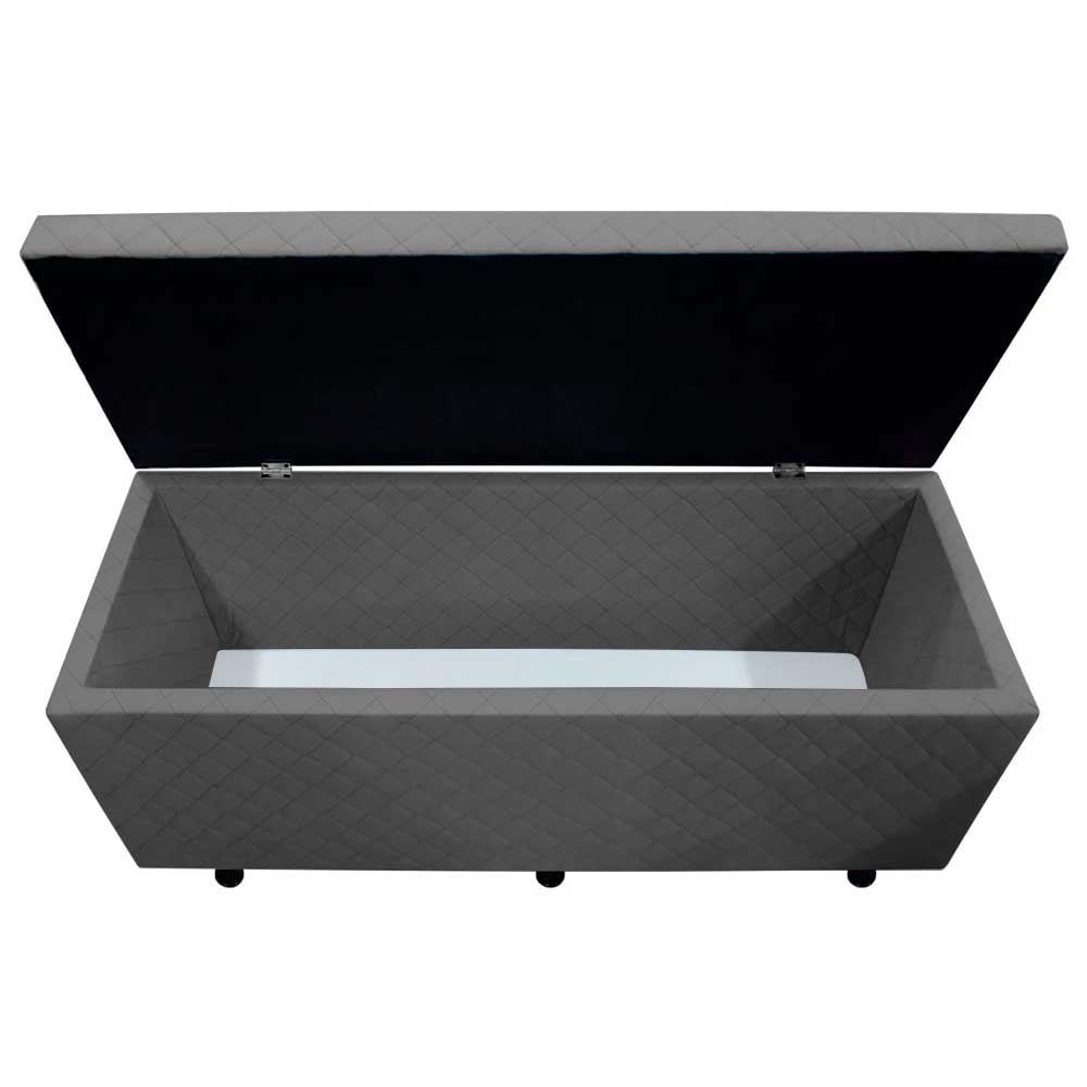 Calçadeira Baú Casal King 195cm Estofada Liz S05 Suede Bordado Cinza - Mpozenato