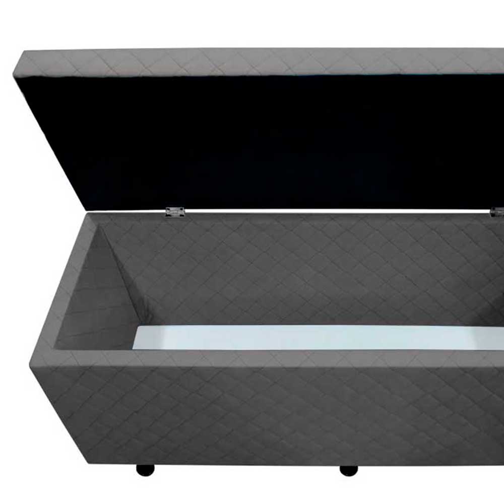 Calçadeira Baú Casal King 195cm Estofada Liz S05 Suede Bordado Cinza - Mpozenato