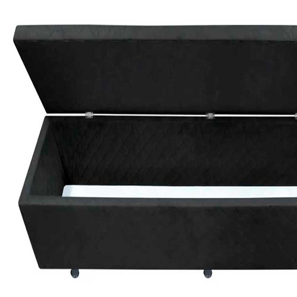 Calçadeira Baú Casal King 195cm Estofada Liz S05 Suede Bordado Preto - Mpozenato