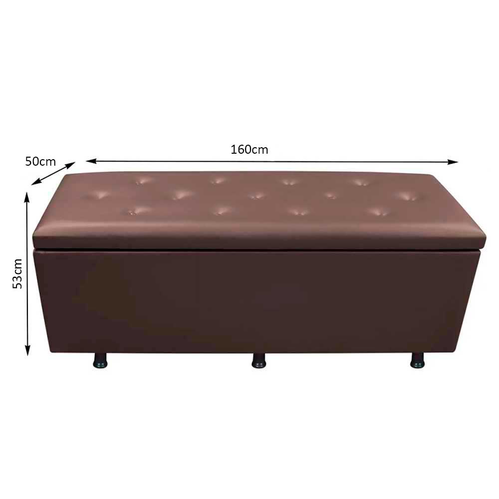 Calçadeira Baú Casal Queen 160cm Estofada Liz S05 Sintético Marrom - Mpozenato