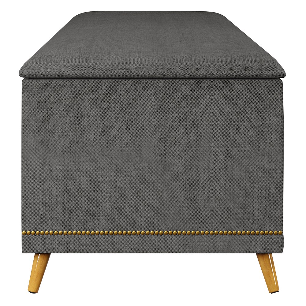 Calçadeira Baú King 195cm com Tachas Imperial J02 Linho Grafite - Mpozenato