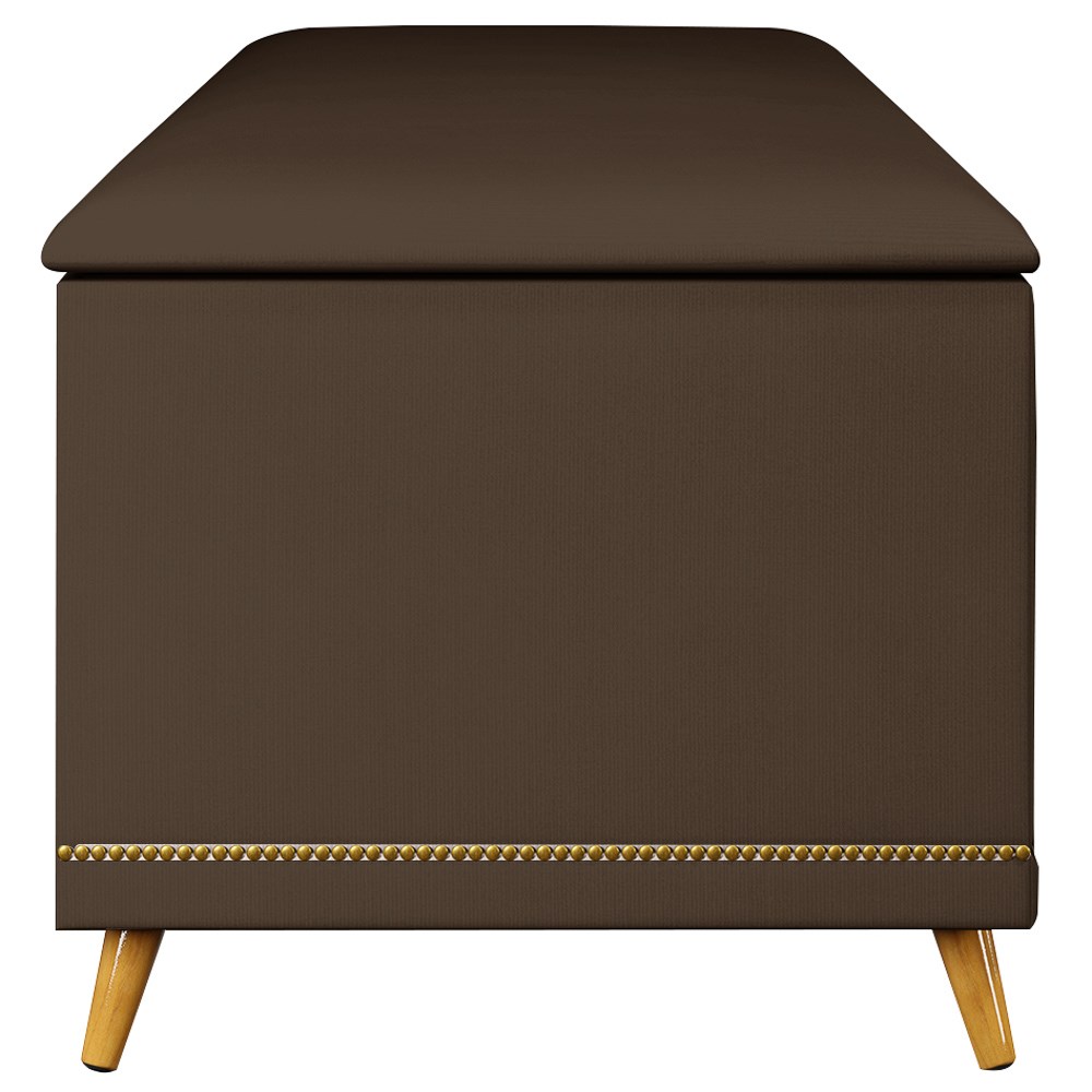Calçadeira Baú King 195cm com Tachas Imperial J02 Veludo Chocolate - Mpozenato