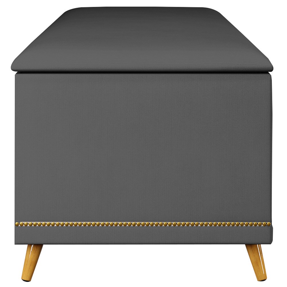 Calçadeira Baú Queen 160cm com Tachas Imperial J02 Veludo Cinza - Mpozenato