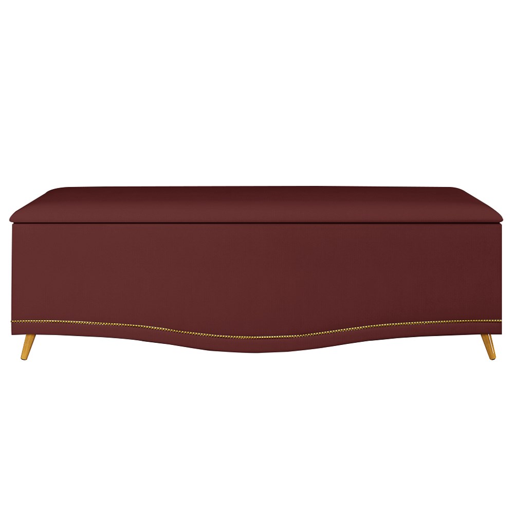 Calçadeira Baú Queen 160cm com Tachas Imperial J02 Veludo Vinho - Mpozenato