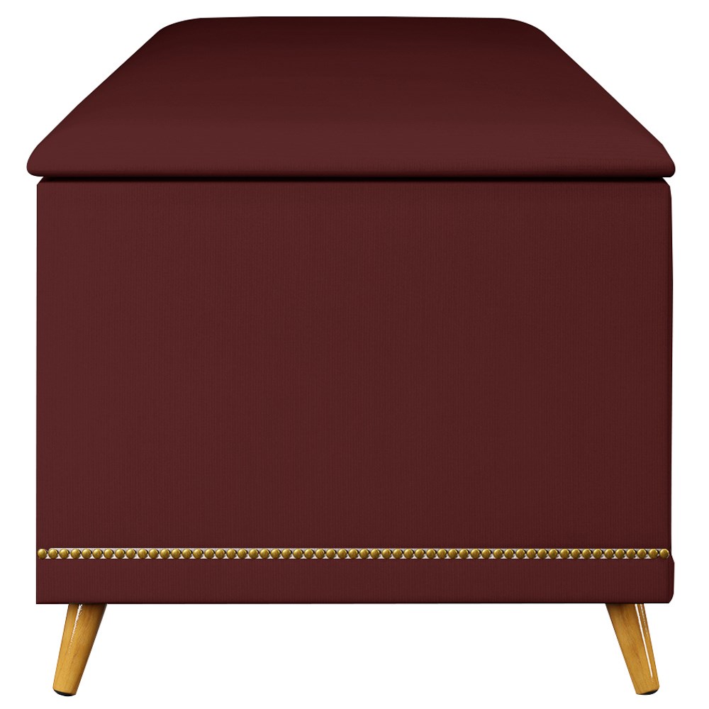 Calçadeira Baú Queen 160cm com Tachas Imperial J02 Veludo Vinho - Mpozenato