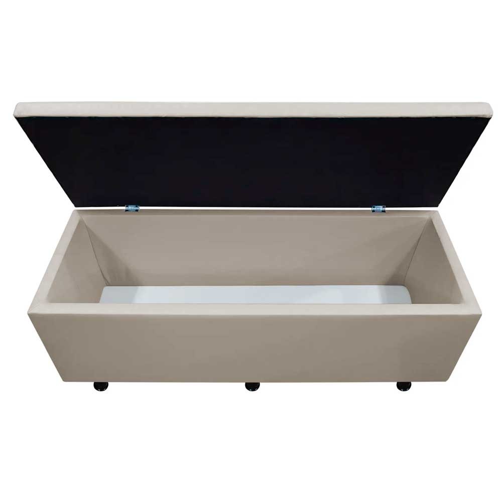 Calçadeira Baú Solteiro 90cm Estofada Liz S05 Sintético Bege - Mpozenato