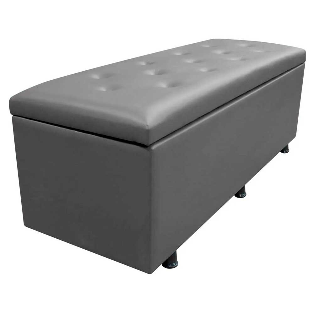 Calçadeira Baú Solteiro 90cm Estofada Liz S05 Sintético Cinza - Mpozenato