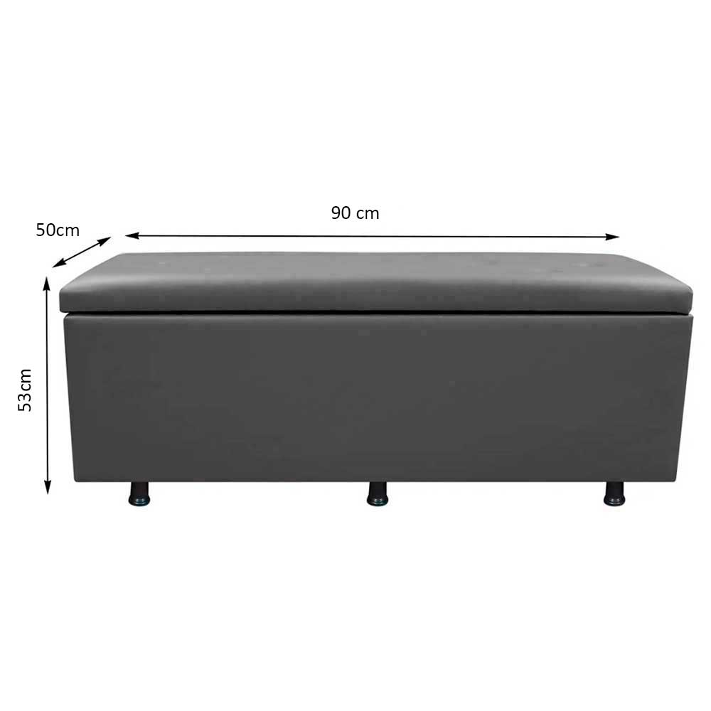 Calçadeira Baú Solteiro 90cm Estofada Liz S05 Sintético Cinza - Mpozenato