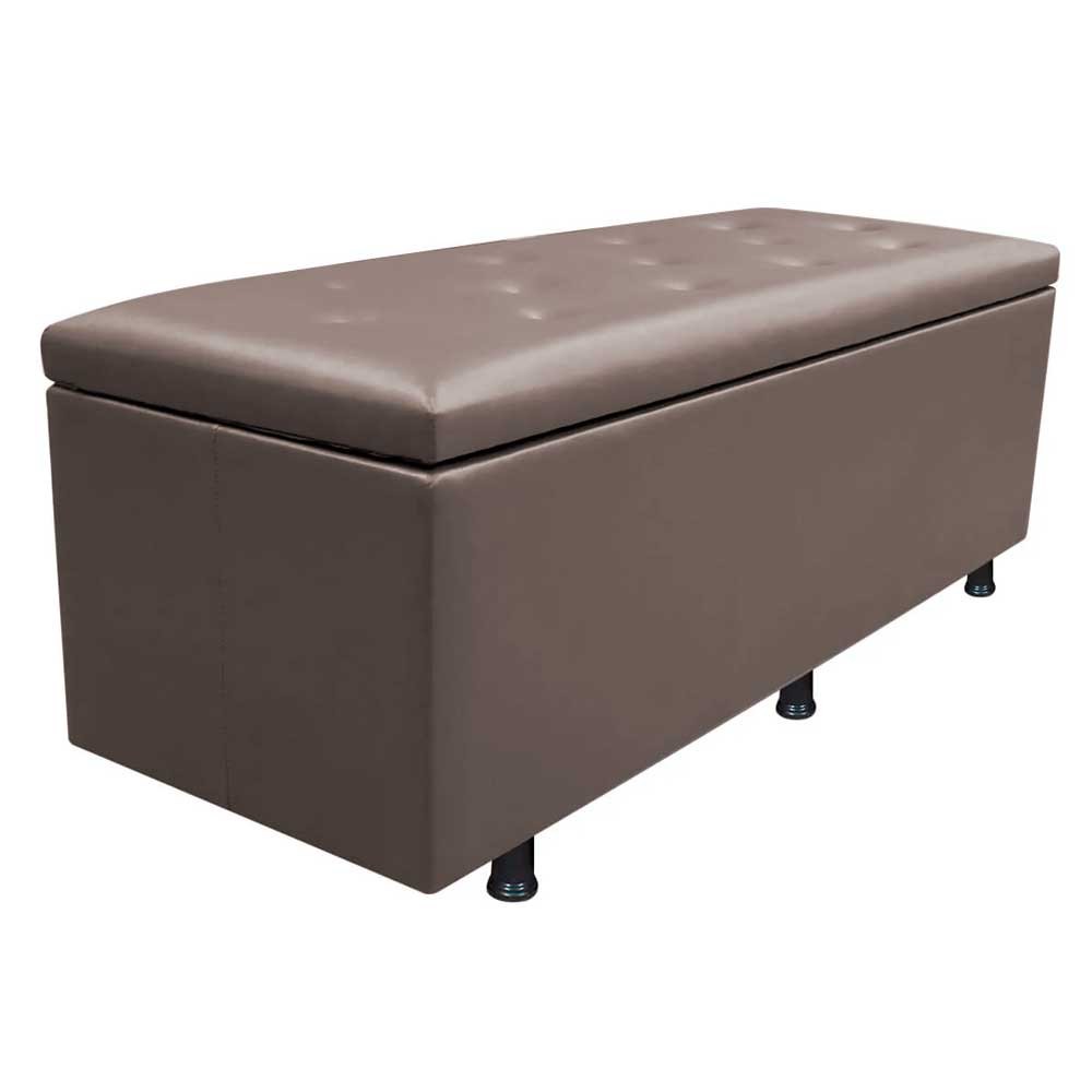 Calçadeira Baú Solteiro 90cm Estofada Liz S05 Sintético Marrom - Mpozenato