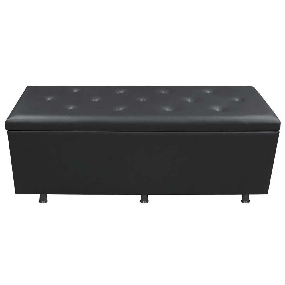 Calçadeira Baú Solteiro 90cm Estofada Liz S05 Sintético Preto - Mpozenato