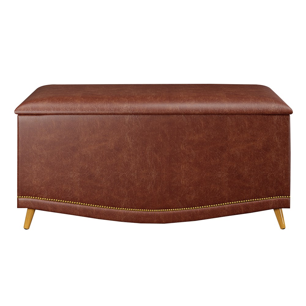 Calçadeira Baú Solteiro 90cm com Tachas Imperial J02 Facto Marrom - Mpozenato
