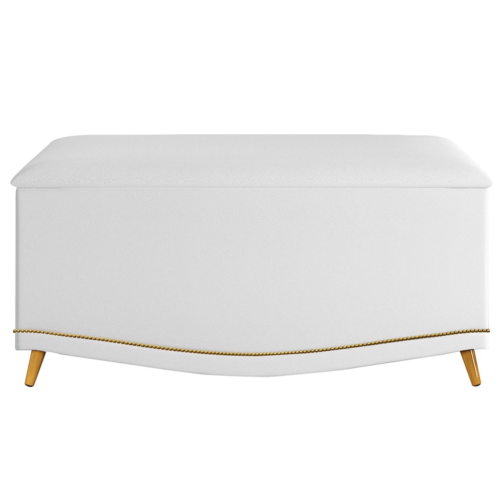 Calçadeira Baú Solteiro 90cm com Tachas Imperial J02 Sintético Branco - Mpozenato